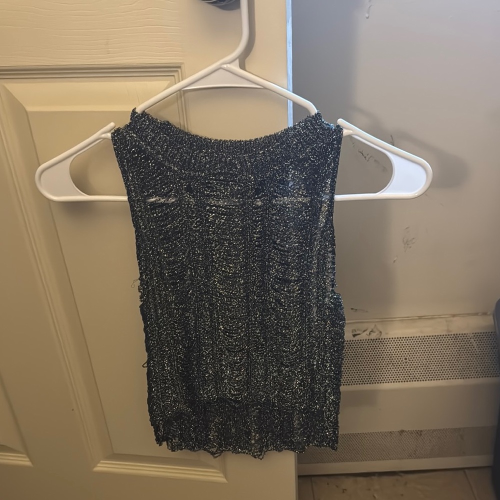 Gray Sequin Sleeveless Tank Top